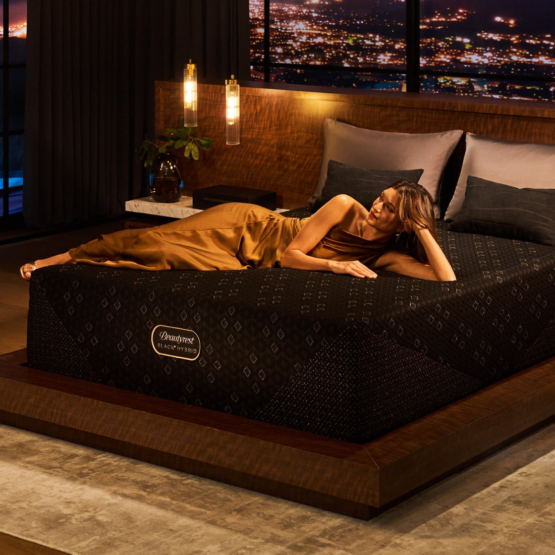 King size mattress on a bed frame
